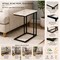 Side Table | 24-Inch Brown Marble 'C' Table with Grey Pipe Metal Frame | Modern Industrial Design